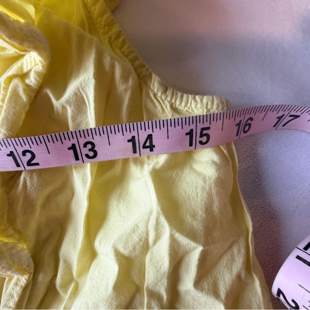 Banana Republic Yellow Ruffle Flutter Sleeve Blouse Petite Small Cotton Top - Picture 9 of 11